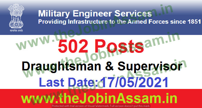 Military Engineer Services Recruitment 2021: 502 Draughtsman & Supervisor Vacancy