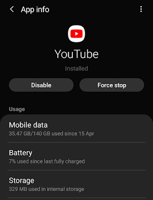 Force stop the YouTube app