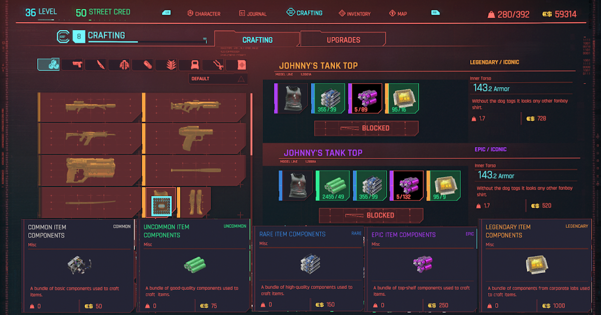 Exsulto Corp Cyberpunk 2077 Legendary Crafting
