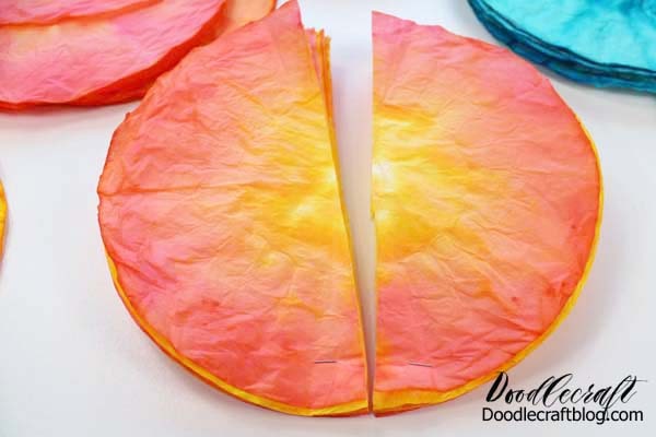 How to make a rose out of coffee filters dyed with food coloring.