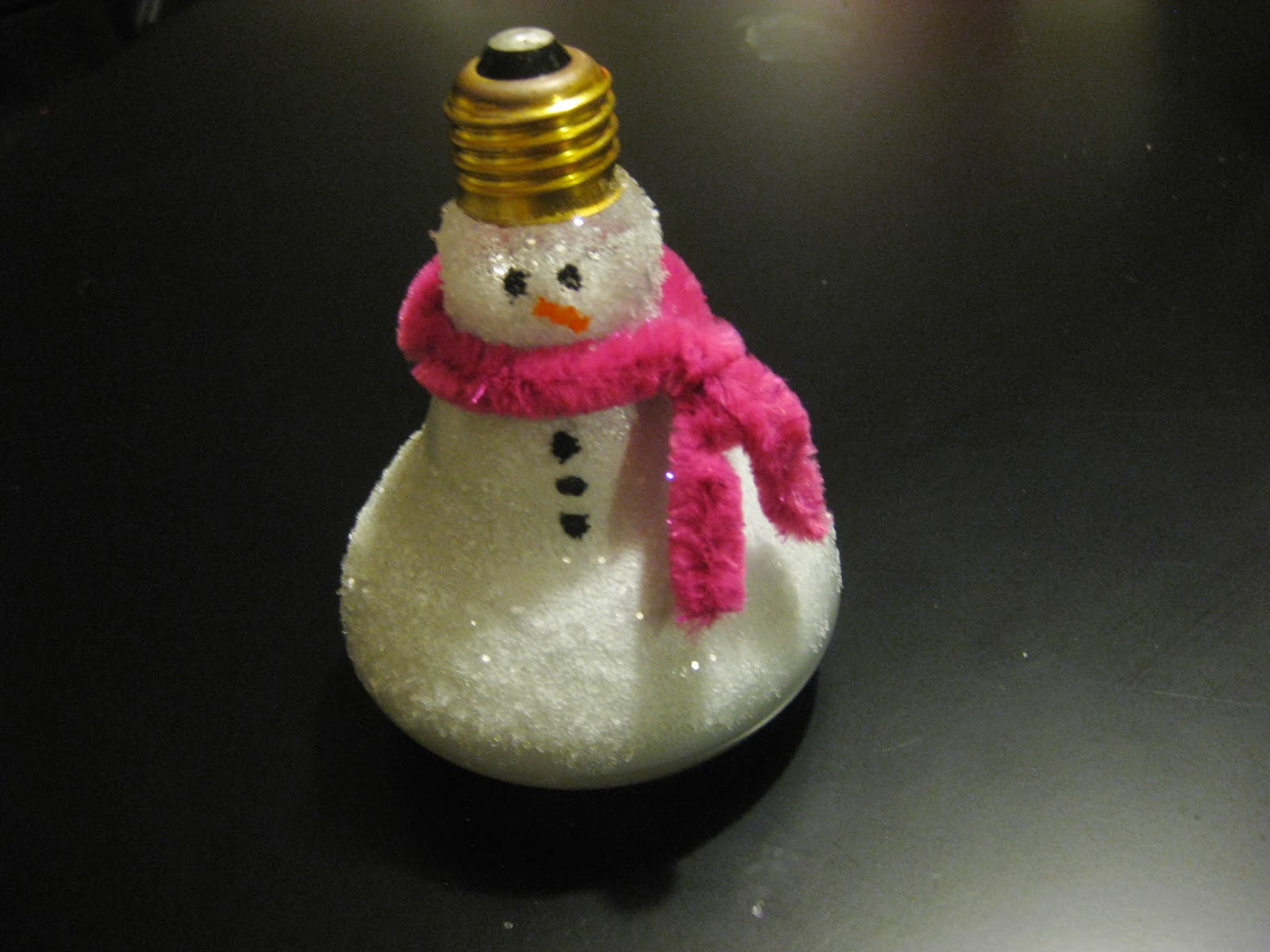 Kapers, Cookies, and Campfires Craft Light Bulb Snowman Ornament