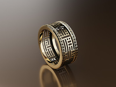 Wireframe Rings. Jewelry 3D Rendering.