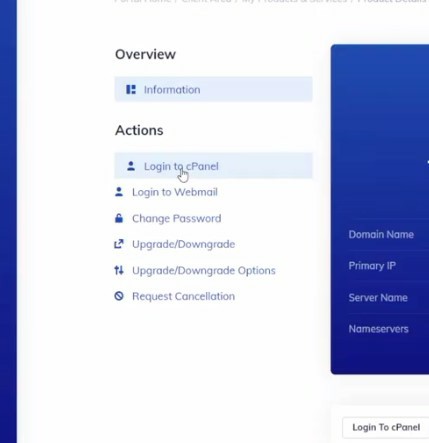 namehero cpanel login button from their dashboard to login to the cpanel