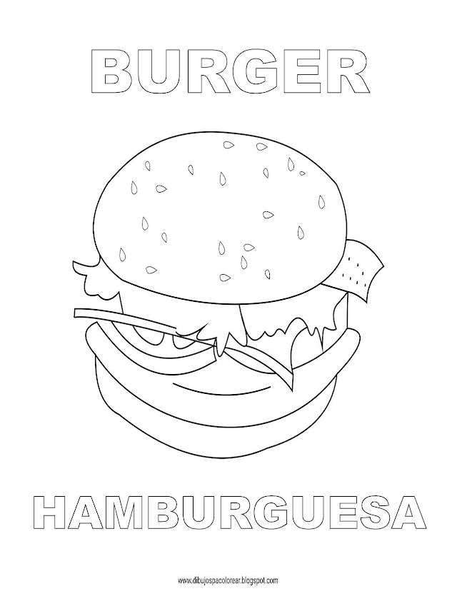 Dibujos Inglés - Español con H: Hamburguesa - Burger