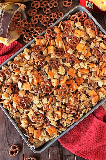 Sweet & Salty Chex Mix on Baking Sheet Image
