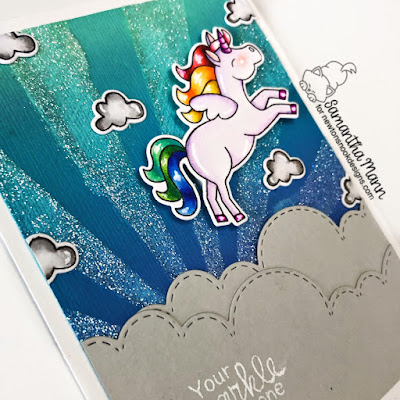 Your Sparkle Has Not Gone Unnoticed Card by Samantha Mann for Newton's Nook Designs, Unicorns, Believe in Unicorns, Distress Oxide Inks, Sunscape Stencil, Cards, Handmade Cards, #newtonsnook #newtonsnookdesigns #distressoxide #inkblending #stencil #encouragement #cards #handamdecards