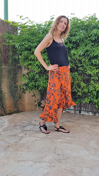 falda volantes naranja