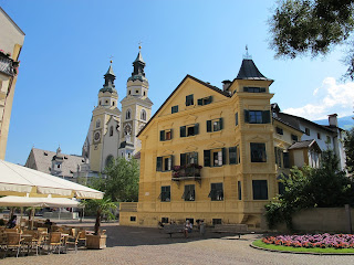 The Piazza Vescovile in Bressanone with the two towers of the Cathedral in the background