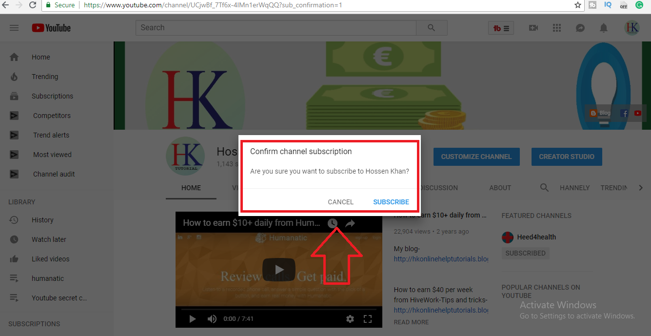 YouTube Subscribe Link/POPUP Subscription Button How To Create It And