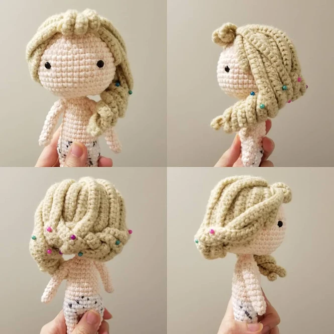 Crochet Amigurumi Doll Hair Tutorial: Side Braid