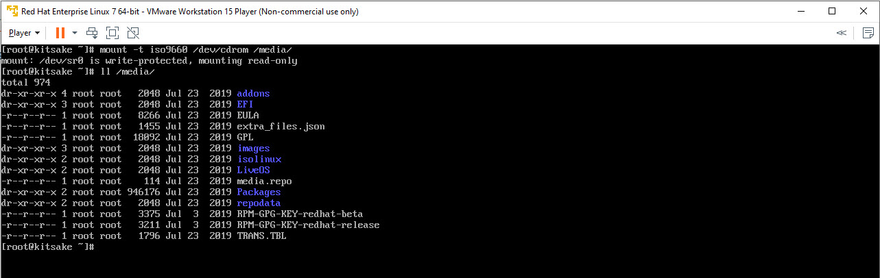 How to Mounting CD-ROM for Make Repository Local in RHEL 7