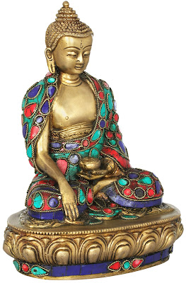 Brass Statue With Inlay Of Lord Buddha