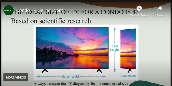 Ideal size of TV for condo
