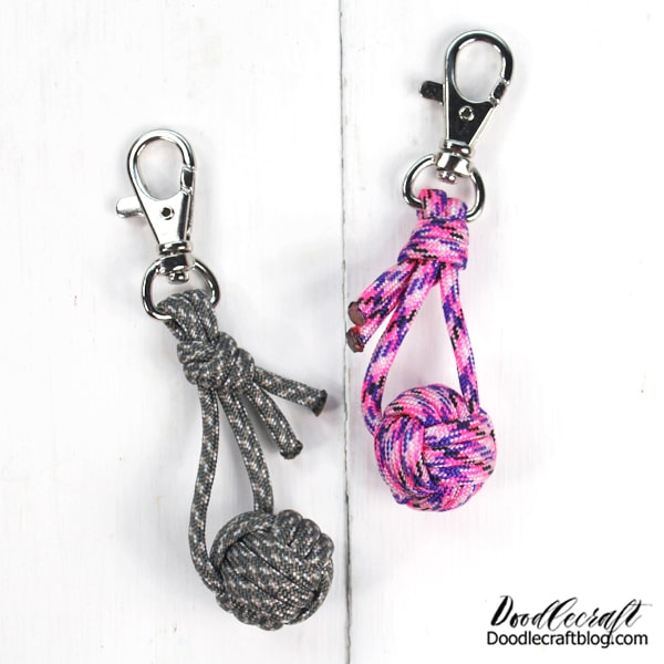 Monkey Fist Paracord  1-1/4” Ping Pong Ball Core Floating Keychain Hi Vis PINK 