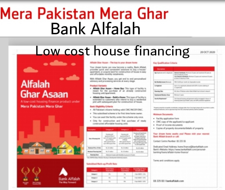 Bank Alfalah low cost loan Ghar AsaanMera Pakistan Mera Ghar house loan detailfusionstories