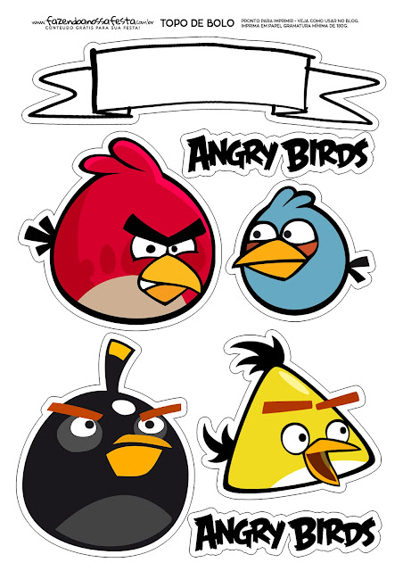 Angry Birds, the Birds: Free Printable Cake Toppers.
