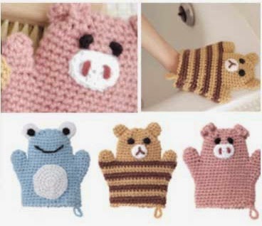 Manoplas de baño para niños al crochet