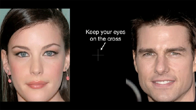 Awesome Illusions That May Make Your Brain Explode - Look at the cross. How do the celebrities look?