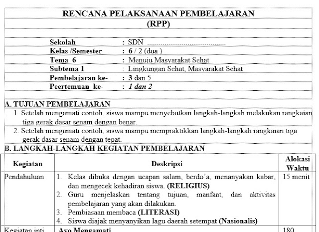 Download Rpp Kelas 6 Semester 1 Revisi 2020