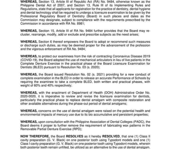 UPDATED GUIDELINES FOR THE BOARD LICENSURE EXAMINATIONS FOR DENTISTS