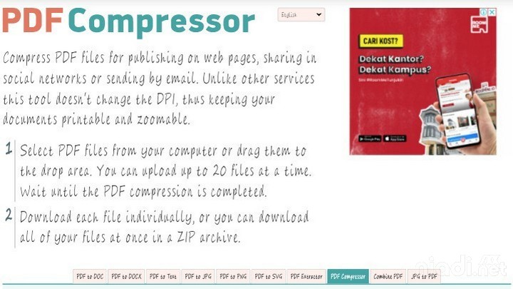 Memperkecil ukuran file PDF dengan PDF Compressor