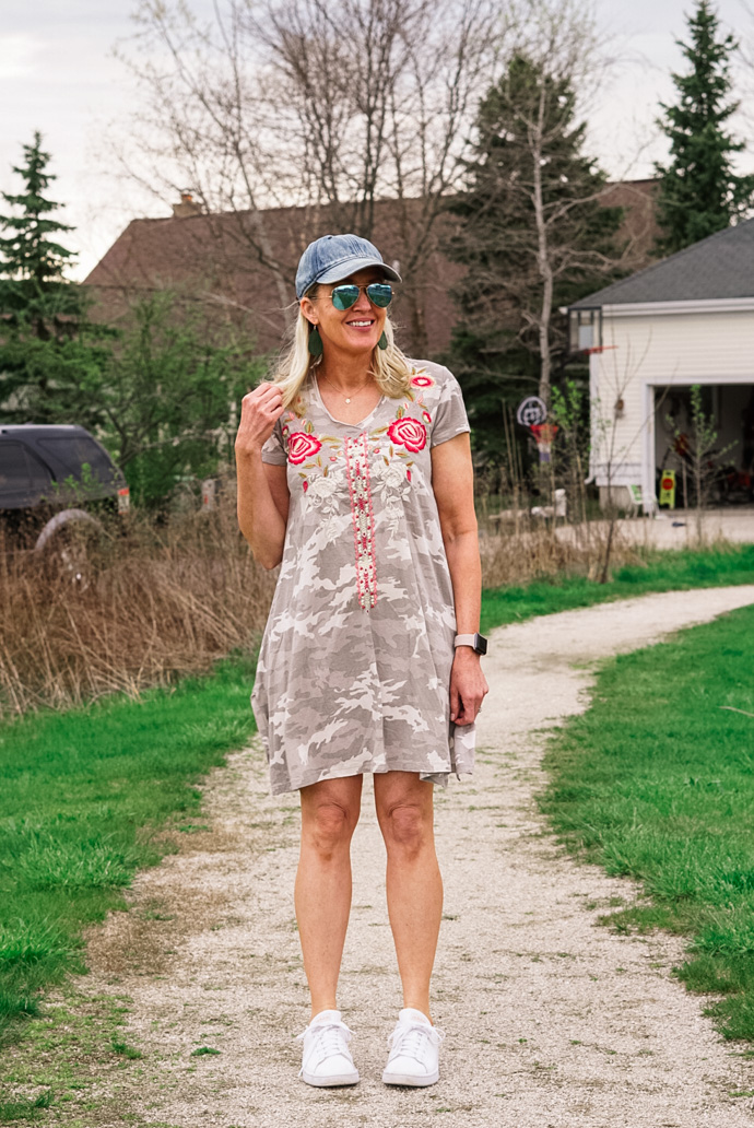 camo print tee-shirt dress