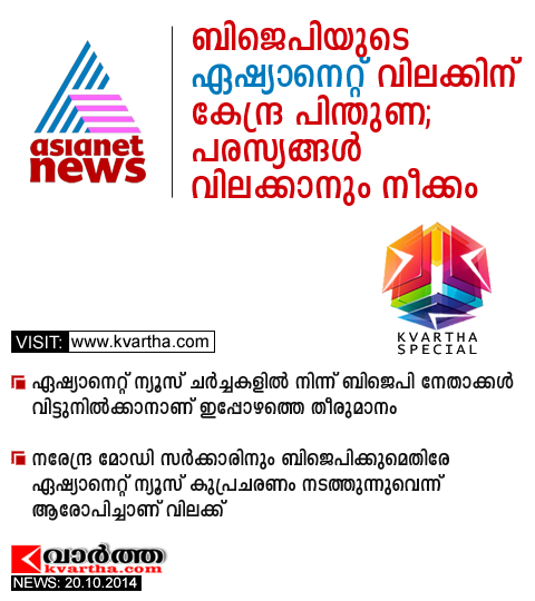 Thiruvananthapuram, Kerala, Asianet, Channel, News, Central Government, BJP, Narendra Modi, CM, Oommen Chandy, Centre's Support For Bjp's Ban On Asianet News Channel
