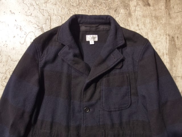 fwk by engineered garments lafayette jacket in black/blue wide stripe