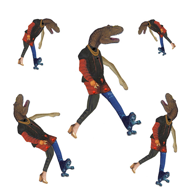 Dancing dino collage