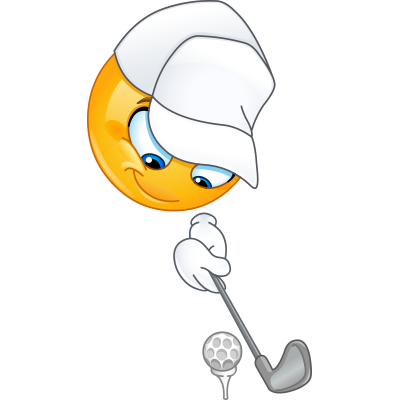 Show your love for the game of golf with this smiley who it concentrating on a big swing. Golfing emoji smiley