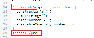 pre code code snippet