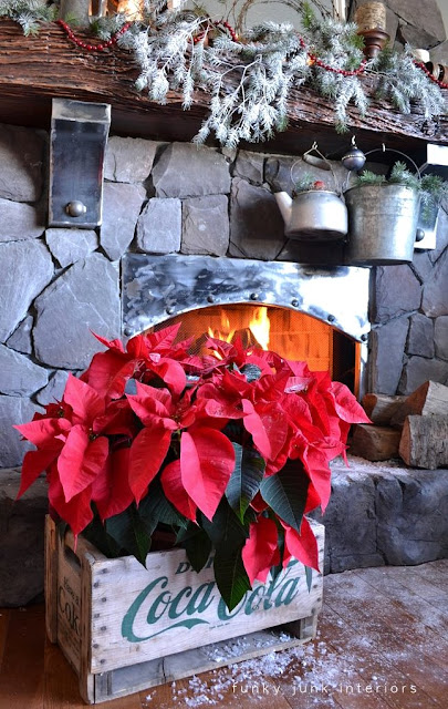 Mad about decorating with Poinsettias! (in my own home) - Funky Junk