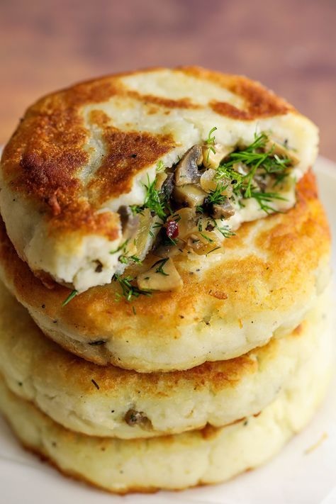 Mushroom Stuffed Potato Cakes