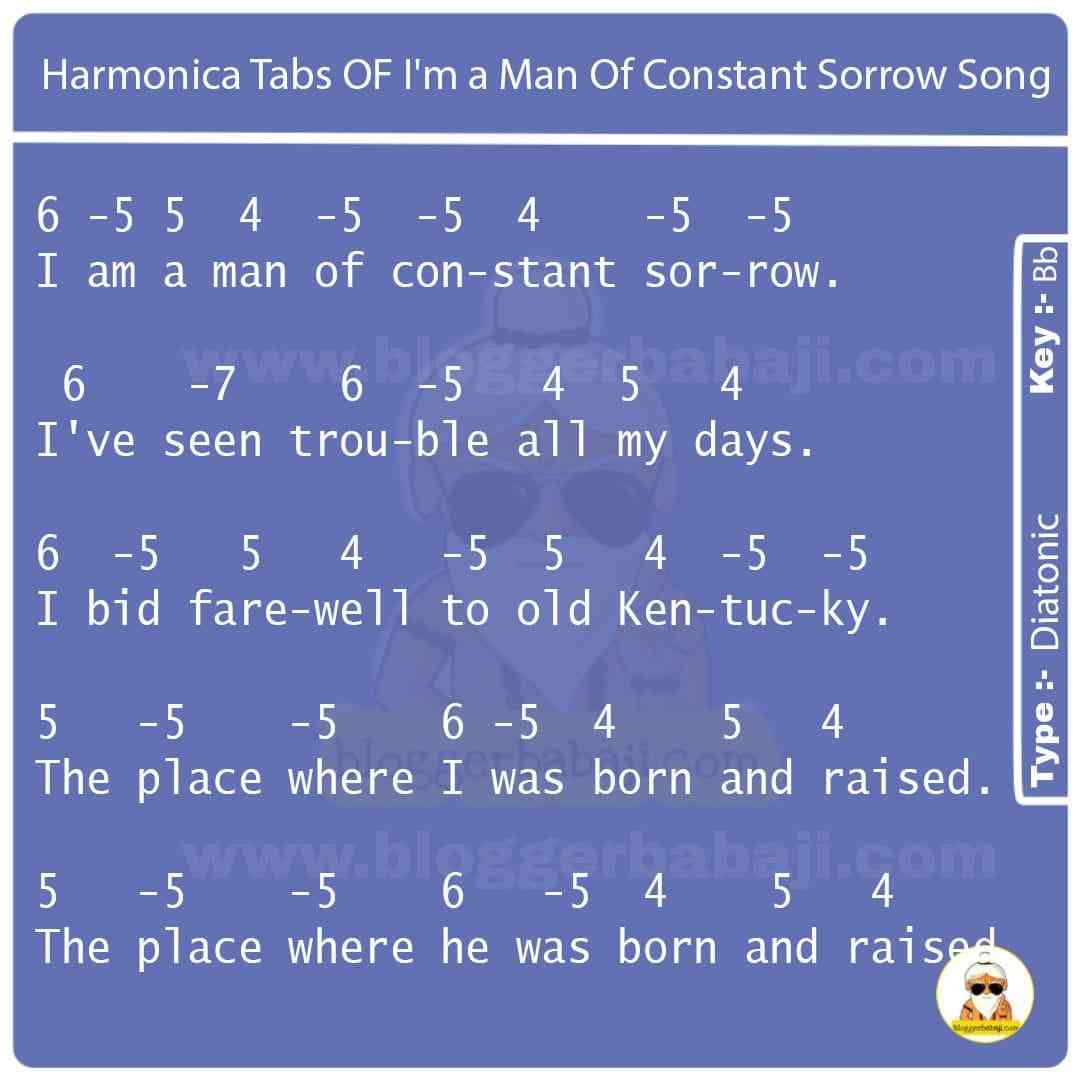 Harmonica Tabs OF I'm a Man Of Constant Sorrow Song
