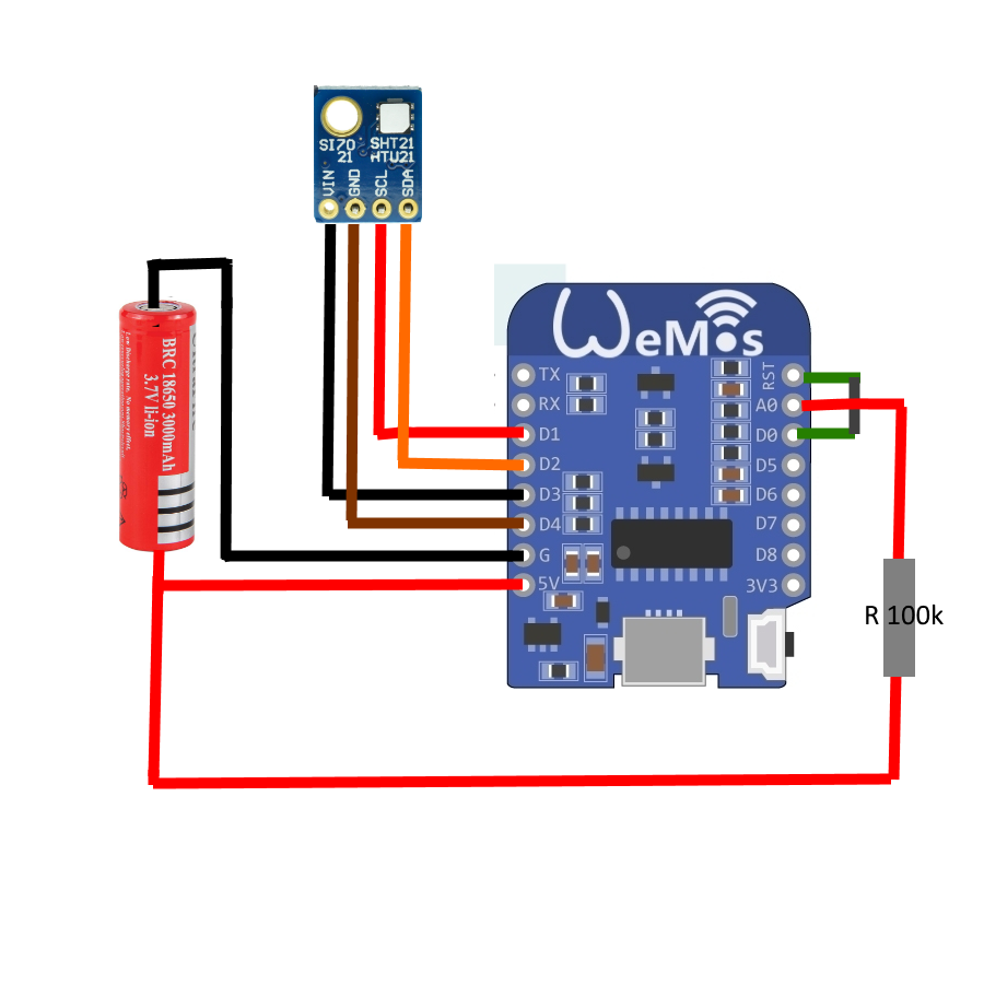 Wemos d1 Battery powered thermometer v2