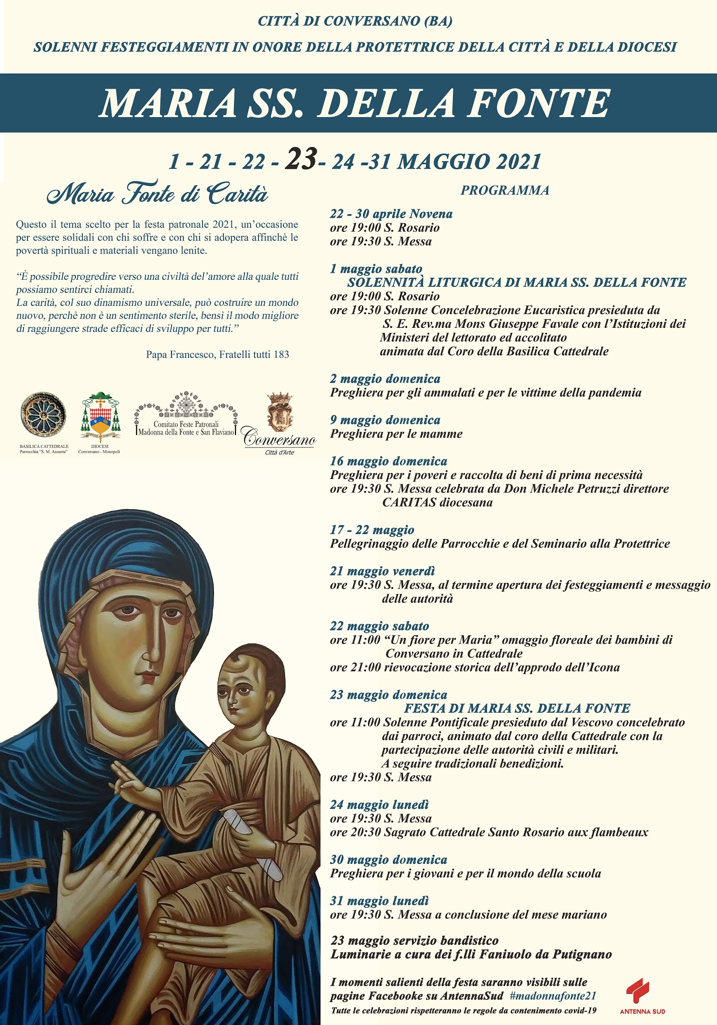 Programma dei festeggiamenti in onore della Madonna della Fonte protettrice della Città di Programma dei festeggiamenti in onore della Madonna della Fonte protettrice della Città di