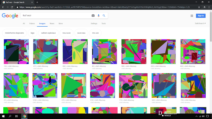 Why does Google Image Search results show mysterious art designs when searching two random 4-letter words!