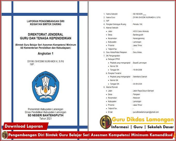 Download Laporan Pengembangan Diri Bimtek Guru Belajar Seri Asesmen Kompetensi Minimum Kemendikud