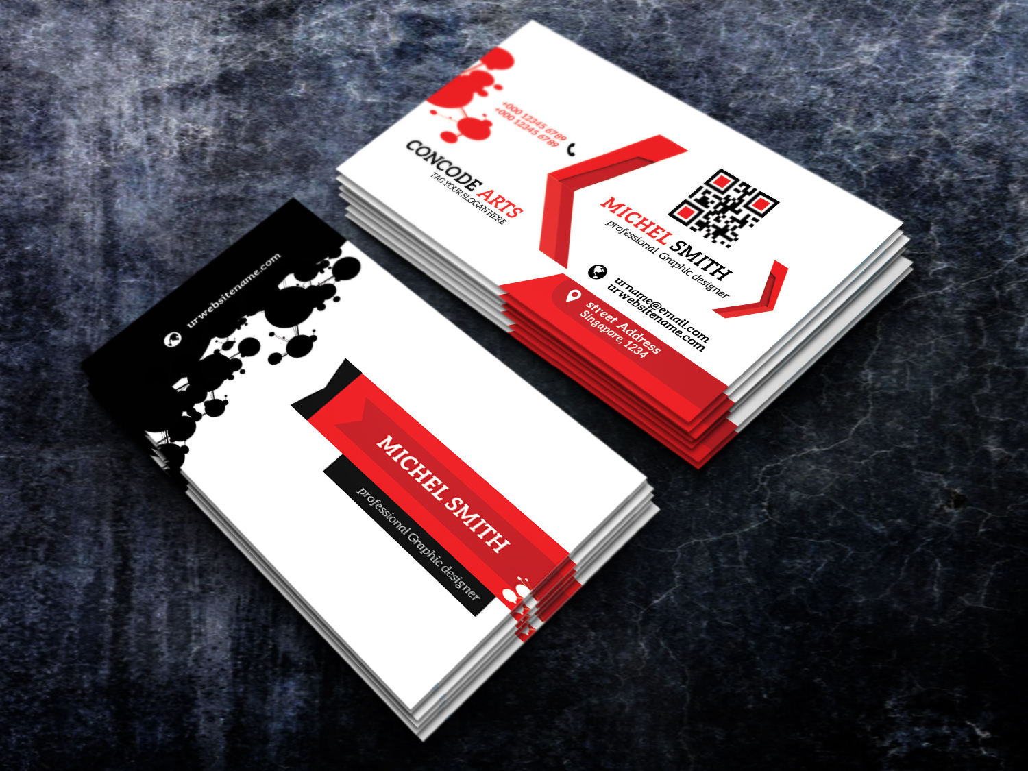 Red colour business cards vol 79 Creative free cards templates
