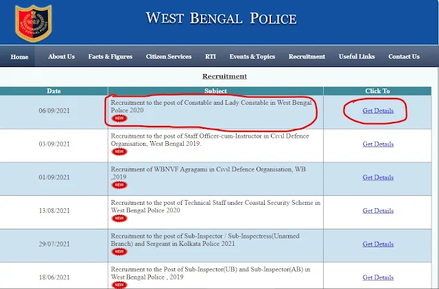 WBP Constable Admit Card 2021