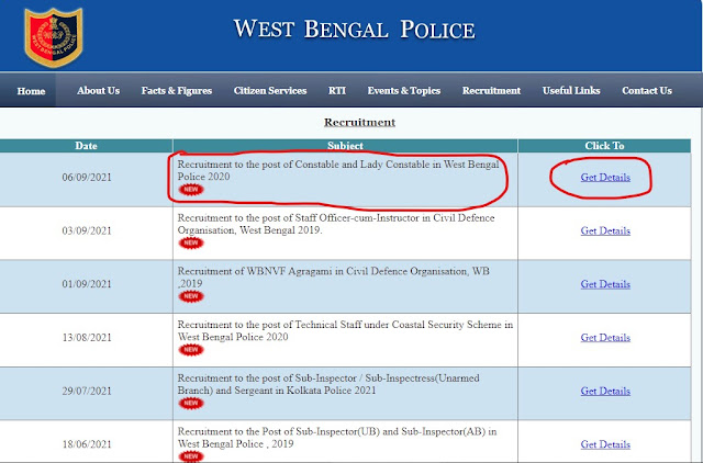 WBP Constable Admit Card 2021