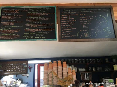 menu board at Cafe Aquatica in Jenner, California
