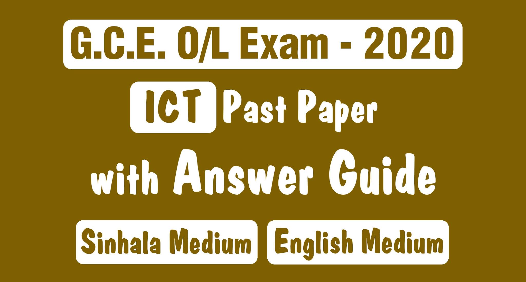 G.C.E. O/L - 2020 - Information & Communication Technology Past Paper ...