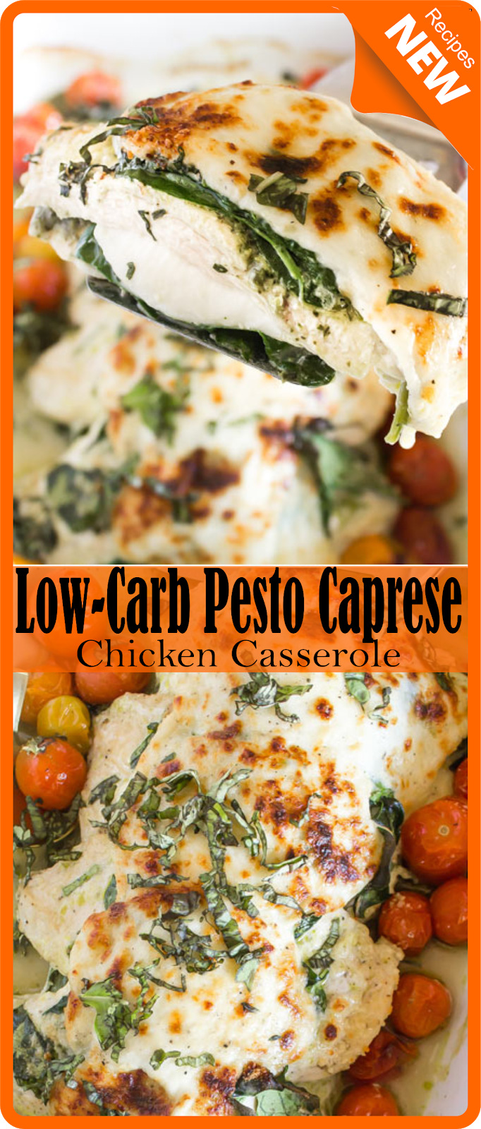 LowCarb Pesto Caprese Chicken Casserole Think food