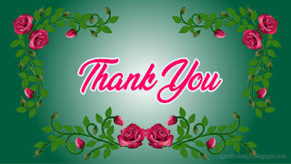 Thank You Card Romantic Roses Vines And Flourishes With Green Color Background