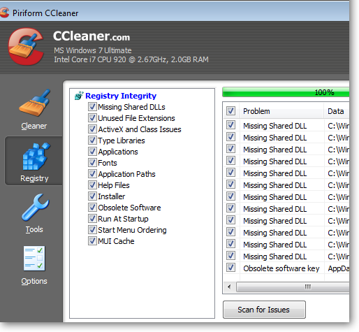 Downloaad and registered CCleaner