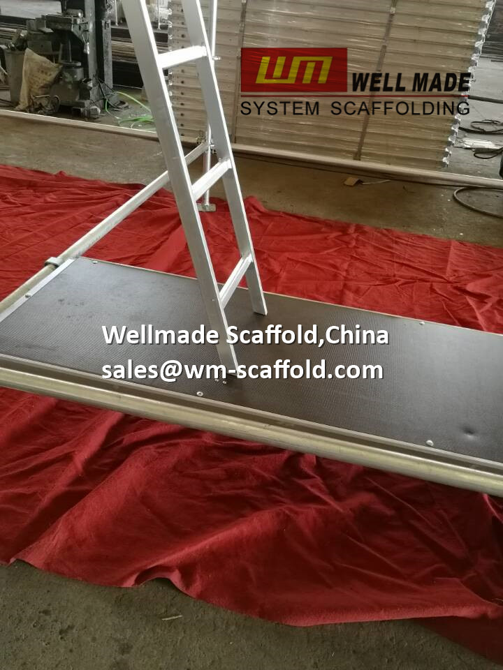 aluminum platform with access ladder for ringlock system scaffold with O ledger hooks - construction scaffolding components parts 