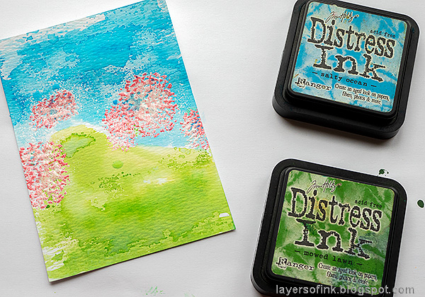 Layers of ink - Cherry Blossom Tree Tutorial by Anna-Karin Evaldsson. With Simon Says Stamp All Seasons Tree stamp set.