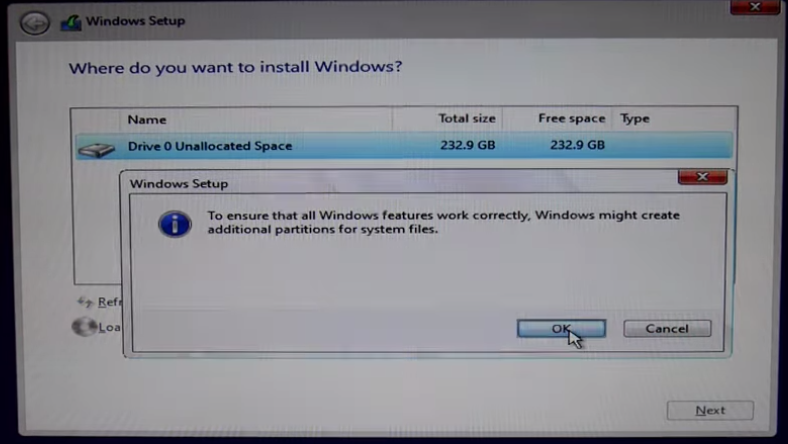cara install windows 10 tahap12 partisi hardisk