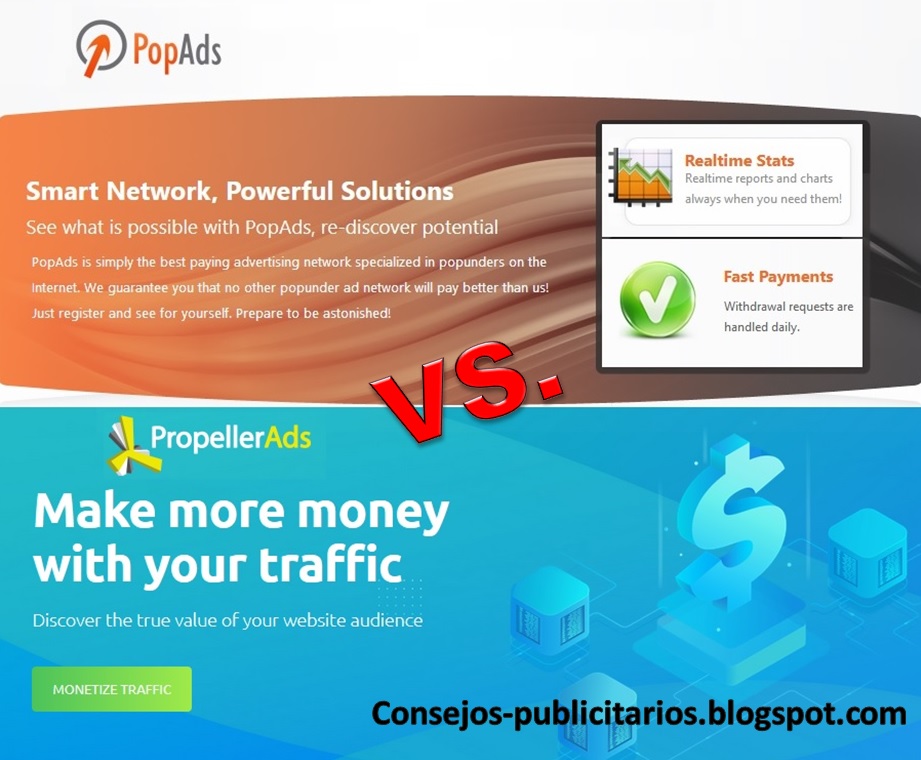 Consejos Publicitarios Comparación PopAds vs PropellerAds